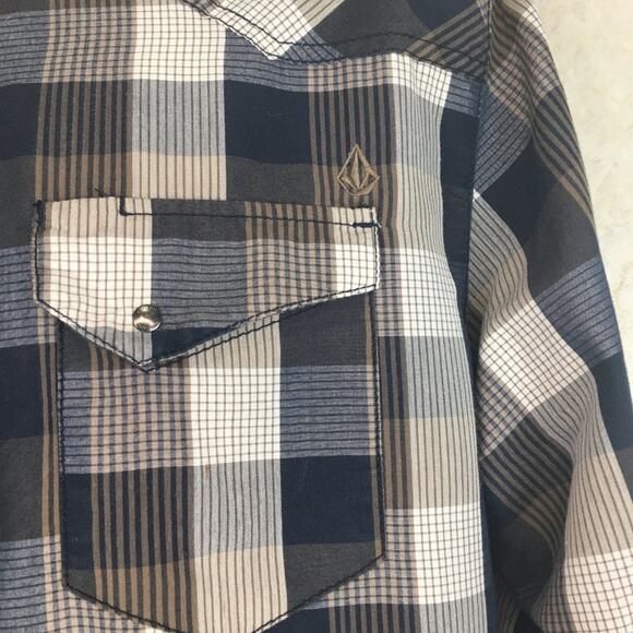 Volcom Men's Workwear Long Sleeve Plaid Shirt with Snap-Buttons Size L - Picture 6 of 16